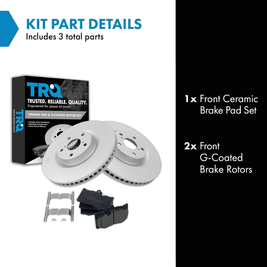 TRQ Front Brake Pad and Rotor Set Ceramic Coated Vented Rotors Compatible with 2009-2019 Lexus GS350 GS450h GS460 GS300 IS350 IS300 RC350 RC300 RC200t GS200t
