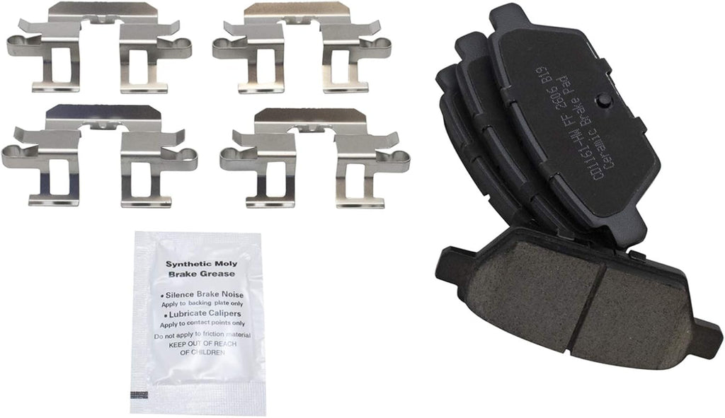 TRQ Performance Rear Brake Pad & Rotor Set Ceramic Coated Drilled Slotted Rotors Calipers Compatible with 06-12 Ford Fusion 2006 Lincoln Zephyr 07-12 Lincoln MKZ 06-13 Mazda 6 06-11 Mercury Milan