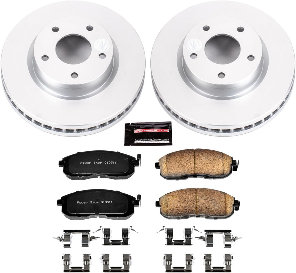 PowerStop Front Brake Kit for Nissan Sentra 2013-19 - Fully-Coated Disc Rotors with Z17 Ceramic Brake Pads Replacement, CRK6961
