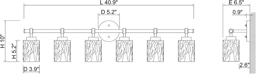 ALICE HOUSE Modern 6-Light Bathroom Vanity Light, 41' Brushed Brass Finish Wall Lighting Fixture Over Mirror for Bathroom, Powder Room, Makeup AL5095-W6
