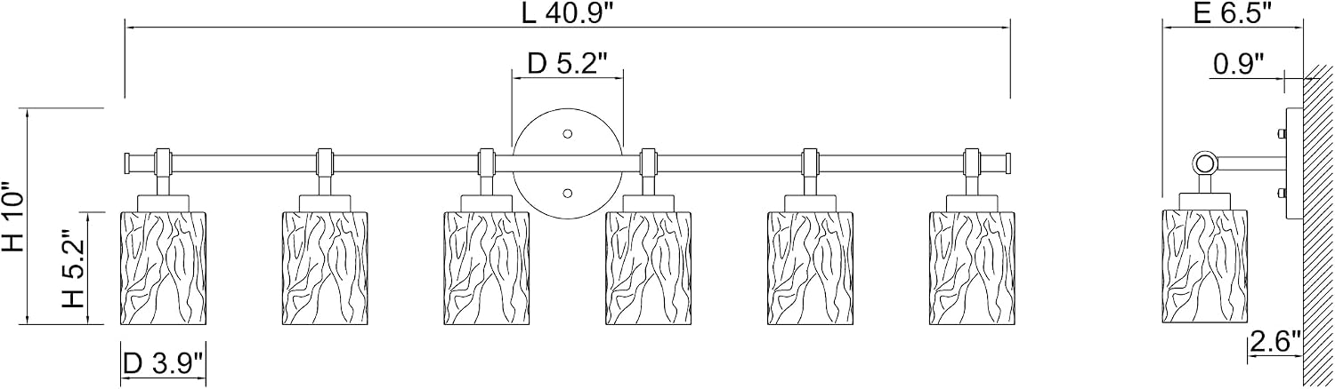 ALICE HOUSE Modern 6-Light Bathroom Vanity Light, 41' Brushed Brass Finish Wall Lighting Fixture Over Mirror for Bathroom, Powder Room, Makeup AL5095-W6