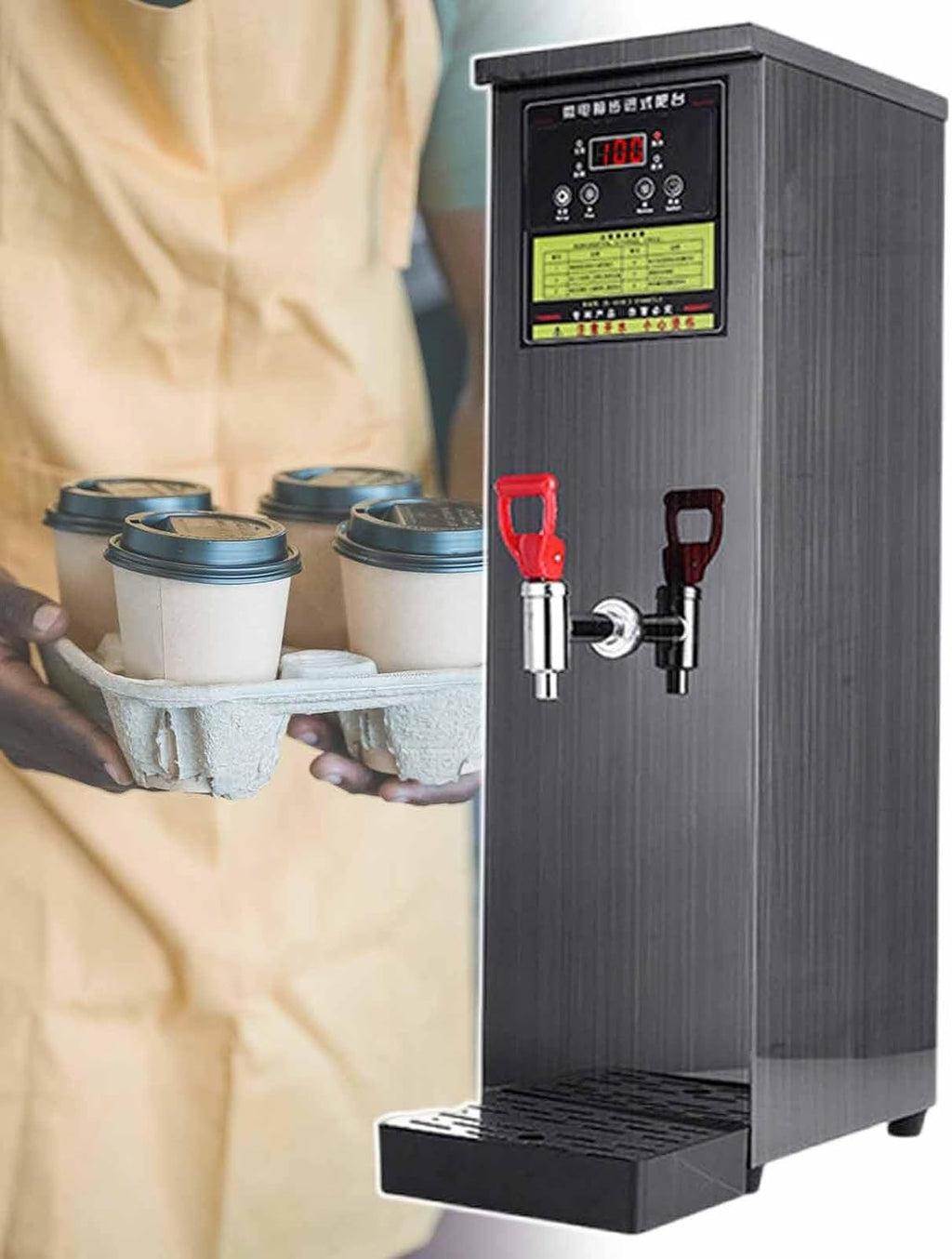 Automatic Hot Water Boiler, 2500 W Hot Water Dispenser, Adjustable Temperature, with Water Connection, Meet Daily and Commercial Boiling Water Supply Needs,Black