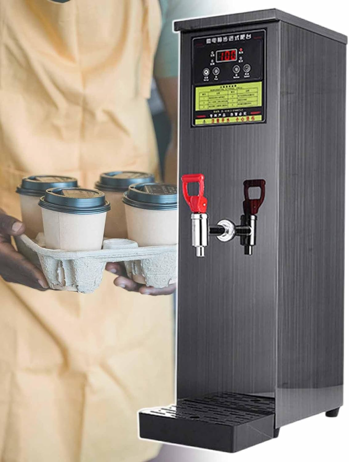 Automatic Hot Water Boiler, 2500 W Hot Water Dispenser, Adjustable Temperature, with Water Connection, Meet Daily and Commercial Boiling Water Supply Needs,Black