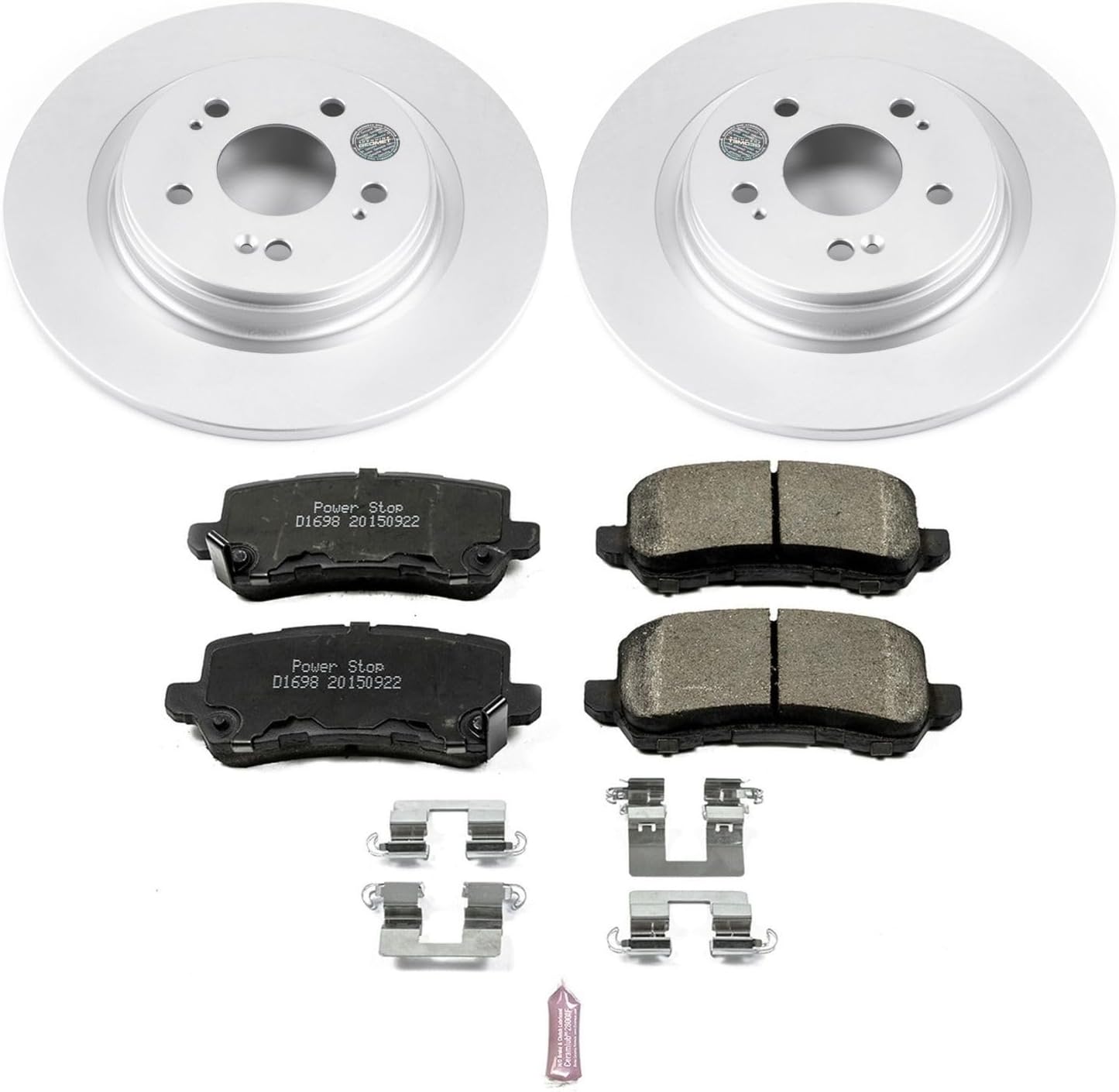 PowerStop Rear Brake Kit for Honda Odyssey 2018-20 - Fully-Coated Disc Rotors with Z17 Ceramic Brake Pads Replacement, CRK7903