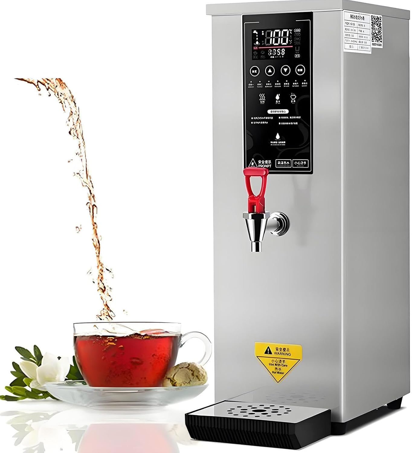 8L Commercial Hot Water Dispenser,Step-Heating Electric Water Boiler with 86-212℉ Adjustable Temperature,LCD Display,Fast Heating for Tea Coffee Restaurant Hotel Office Silver