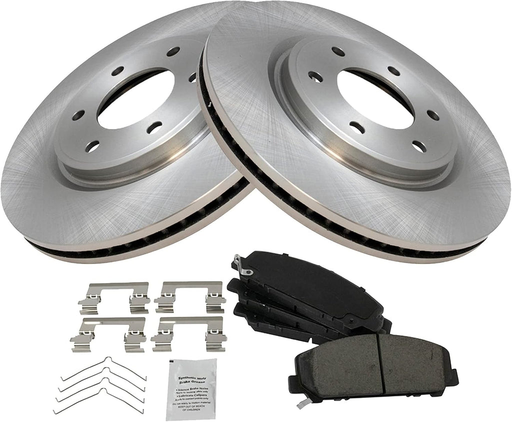 TRQ Front Ceramic Brake Pad and Rotor Set 13.78 in 6-Lug for 2011-2013 Infiniti QX56 2014-2021 QX80 2012-2021 Nissan Armada 2011-2015 Titan 2017-2021 Titan