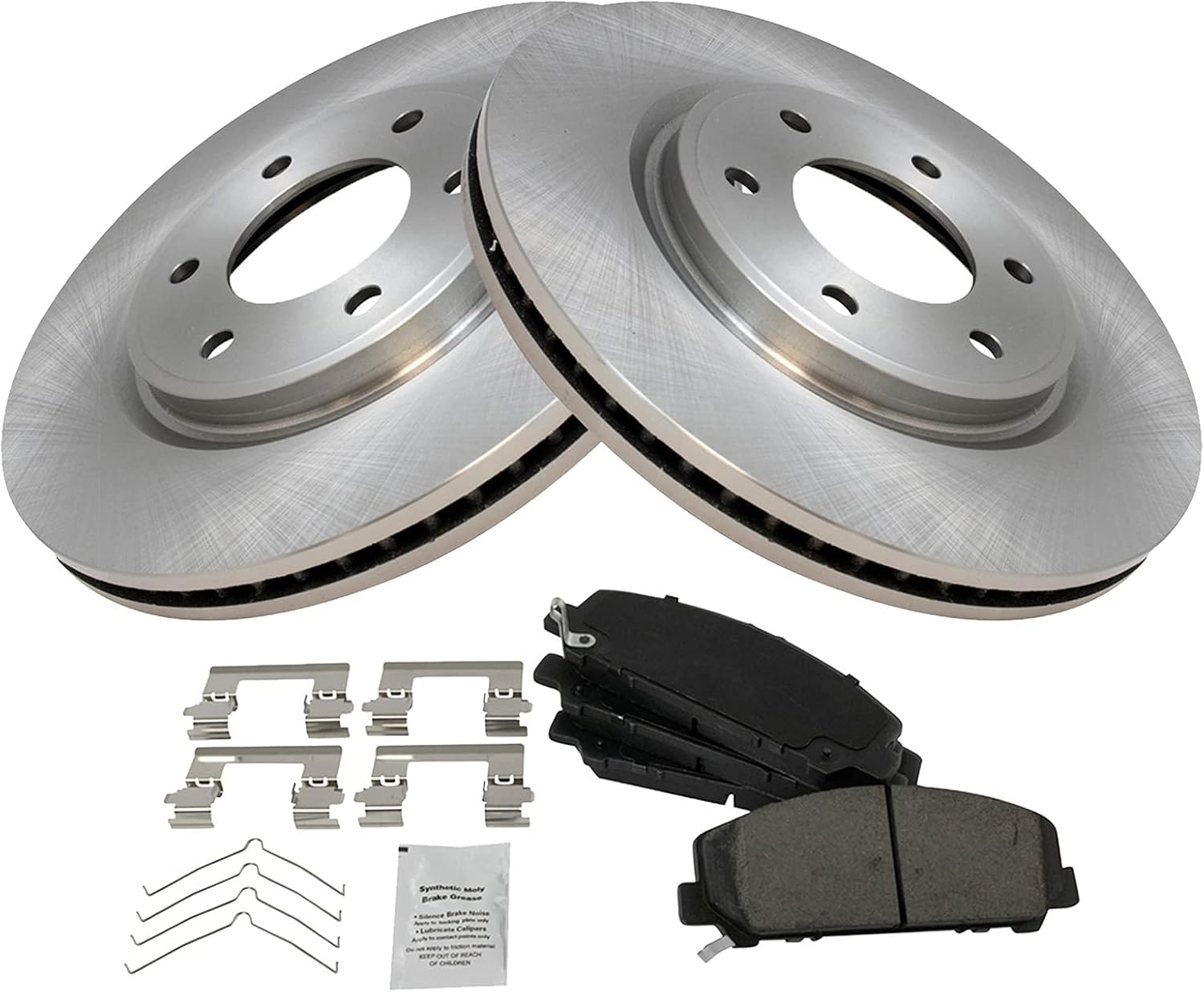 TRQ Front Ceramic Brake Pad and Rotor Set 13.78 in 6-Lug for 2011-2013 Infiniti QX56 2014-2021 QX80 2012-2021 Nissan Armada 2011-2015 Titan 2017-2021 Titan