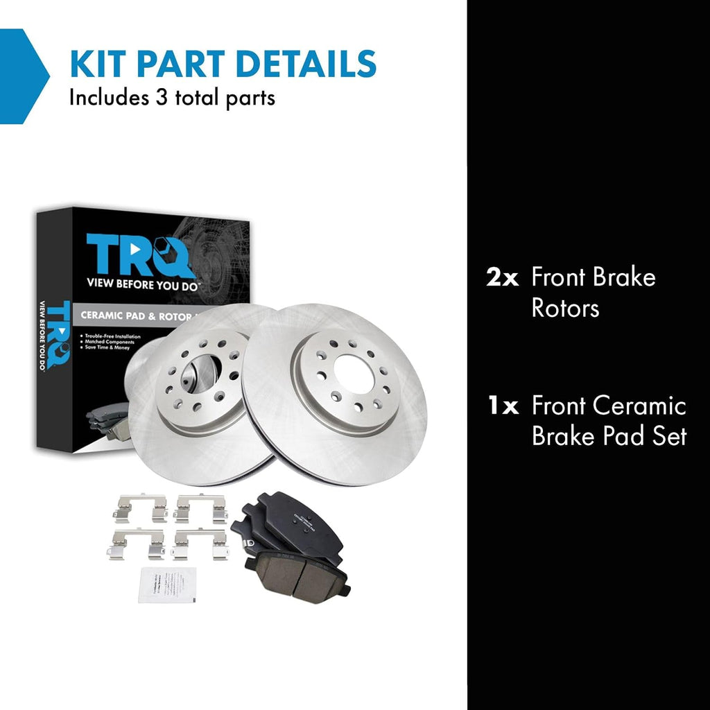 TRQ Front Brake Pad and Rotor Set Ceramic Compatible with 2016-2018 Buick Envision 2017-2018 LaCrosse 2018-2020 Regal Sportback Regal TourX Chevrolet Equinox GMC Terrain