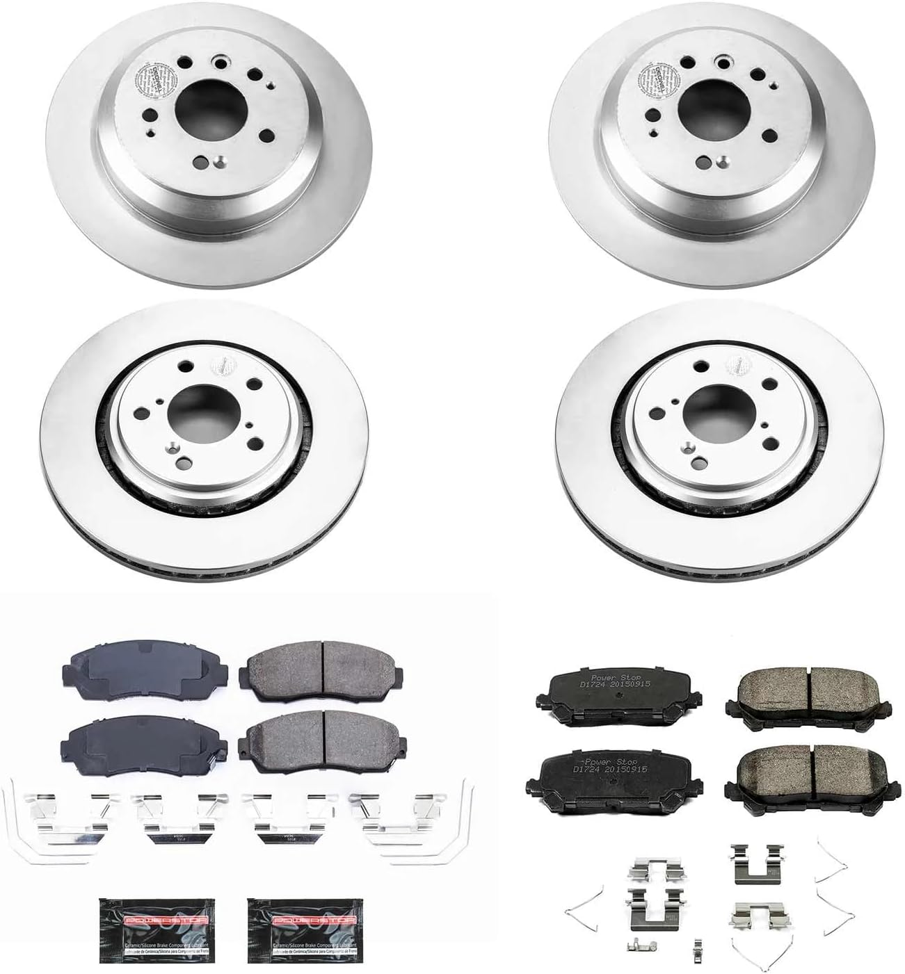 PowerStop Front and Rear Brake Kit for Honda Passport 2019-25 - Fully-Coated Disc Rotors with Z17 Ceramic Brake Pads Replacement, CRK8613