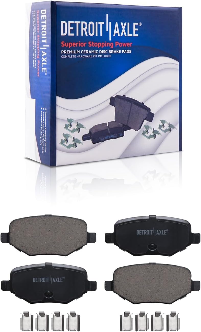 Detroit Axle - Brake Kit for 2011-2019 Ford Taurus Explorer, 2012-2019 Flex, 2011-2012 Lincoln MKS, Drilled Slotted Disc Brake Rotors Ceramic Brakes Pads: 12.80' inch Front and 12.99' Inch Rear Rotor