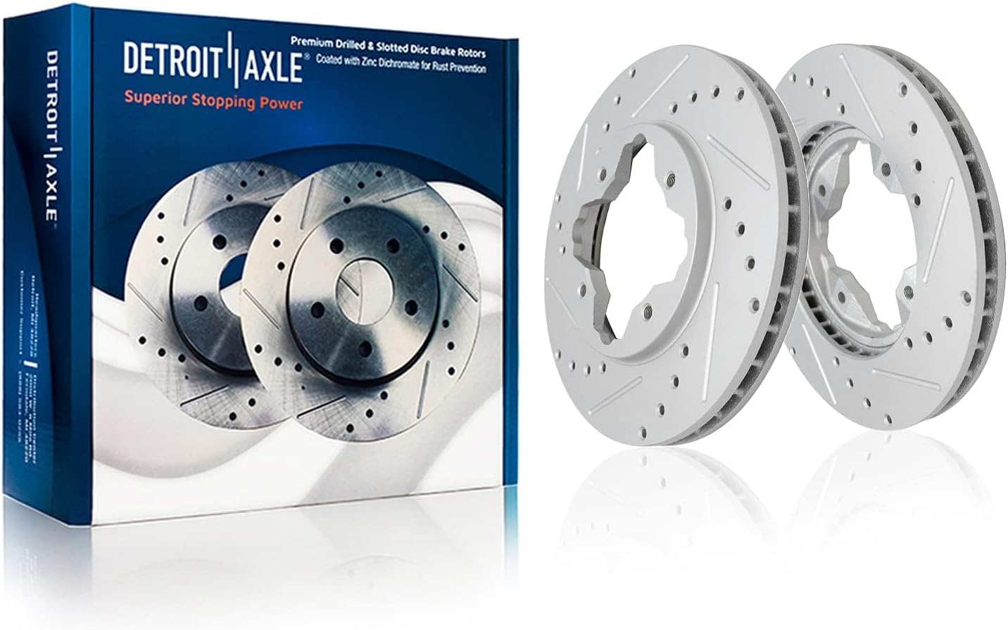 Detroit Axle - Brake Kit for Acura 1997 CL, 1991-1997 Honda Accord Drilled and Slotted Disc Brake Rotors Ceramic Brakes Pads Replacement: 10.24' inch Front and Rear Brake Rotors