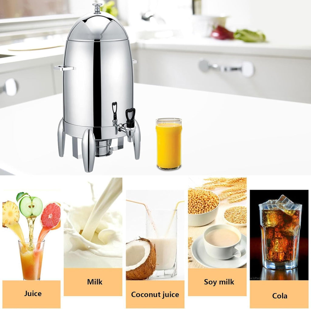 19L Stainless Steel Beverage Dispenser Commercial Juice Dispenser Beverage Dispenser with Faucet Hot Water Urn Coffee Chafer Urn