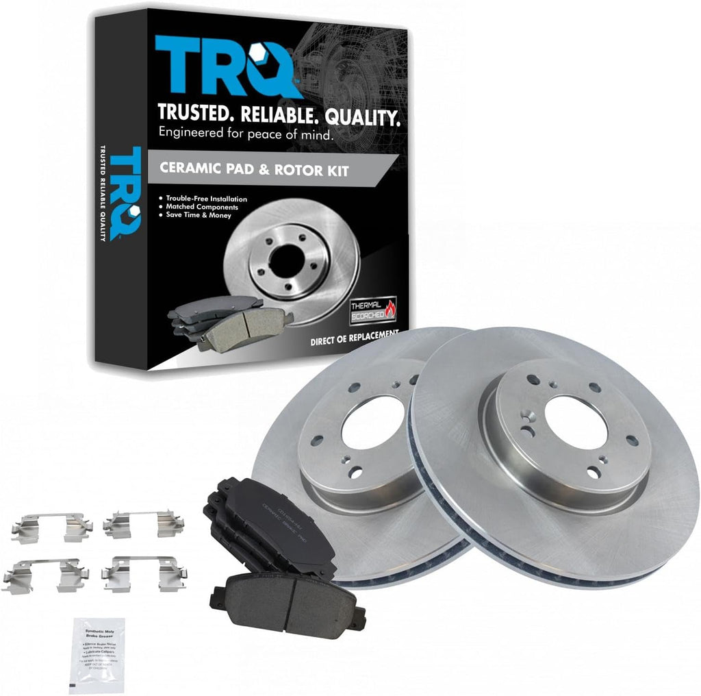 TRQ Front Brake Pad and Rotor Set Ceramic Compatible with 2013-17 Honda Accord EX EX-L 2013-15 Sport Touring 2018-20 LX EX-L I4 1.5L 2014-15 Tour