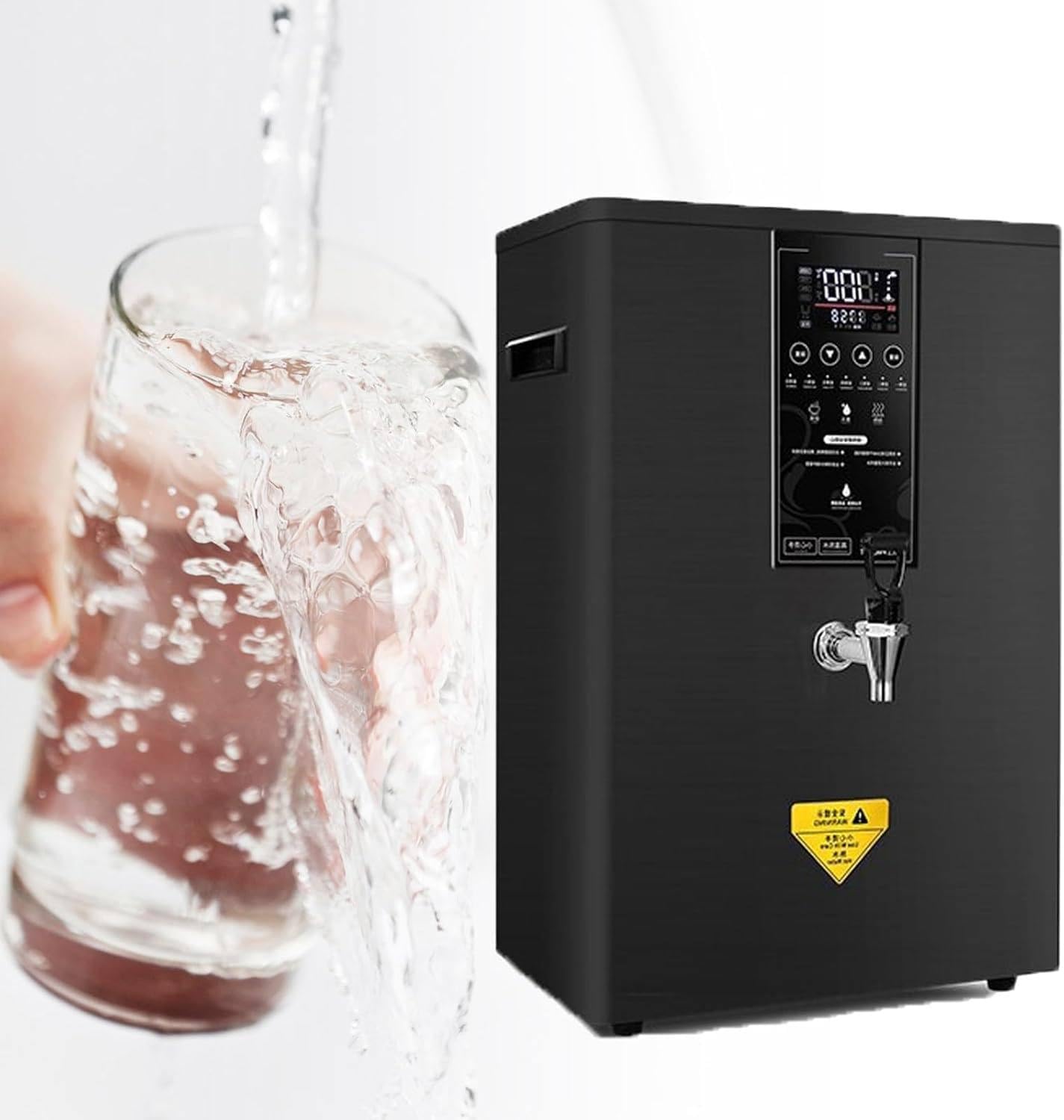 Step-Heating Commercial Hot Water Dispensers, Wall Mounted Fast Heater Water Boiler with 50L 60L 80L Automatic Steam Boiling, 304 Stainless Steel for Restaurants Homes Offices Restaurant,50L-Black
