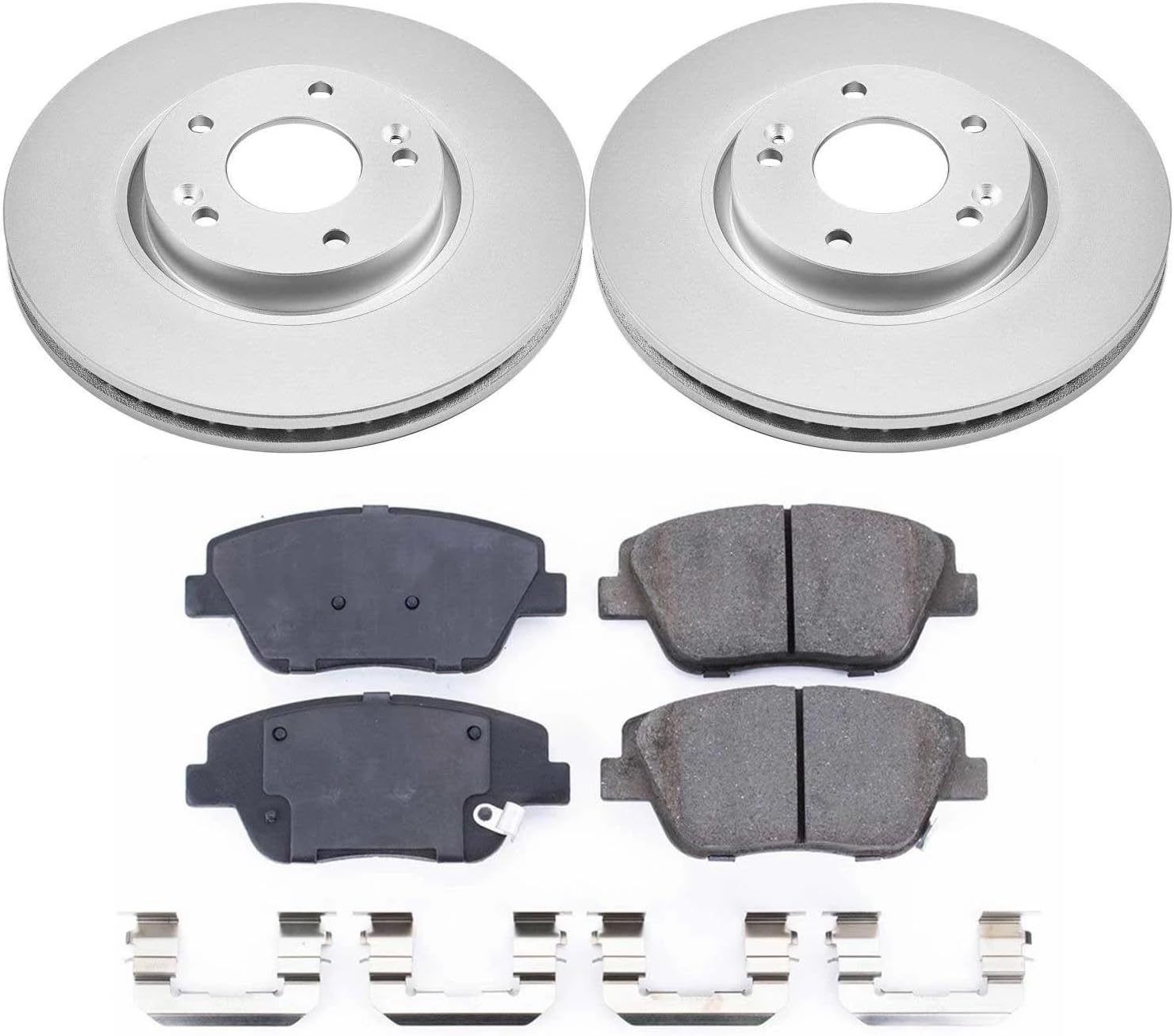 PowerStop Front Brake Kit for Hyundai Sonata 2011-15 | Kia Optima 2011-16 - Fully-Coated Disc Rotors with Z17 Ceramic Brake Pads Replacement, CRK5377