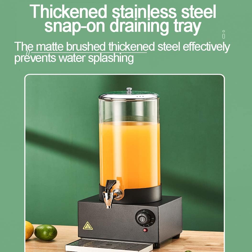 7L Electric Beverage Dispenser with Temperature Control, Glass Drink Dispenser with Stainless Steel Faucet for Milk, Tea, Coffee, Hot Chocolate, Ideal for Home, Office, Party Use - 400W Heating Base (