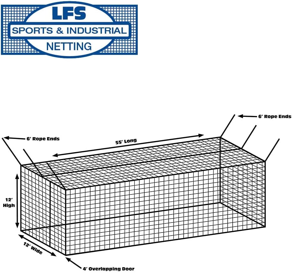 LFS Batting Cage Net – Baseball & Softball Netting for Indoor & Outdoor Training | UV Treated, Weather Resistant, Durable | Net Only – No Frame Included