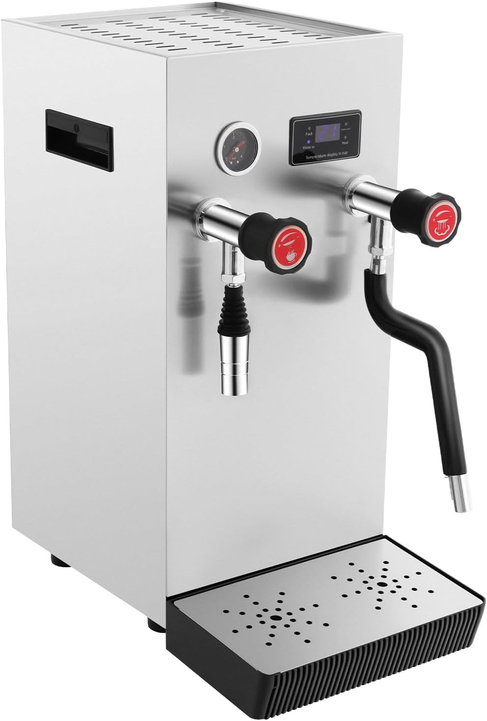 Commercial Milk Frother, 8L/2.1Gal 2500W Electric Steam Boiler Automatic Coffee Frothing Machine, Milk Steamer Hot Water Dispenser with Digital Display, L10.2xW11xH22.5in