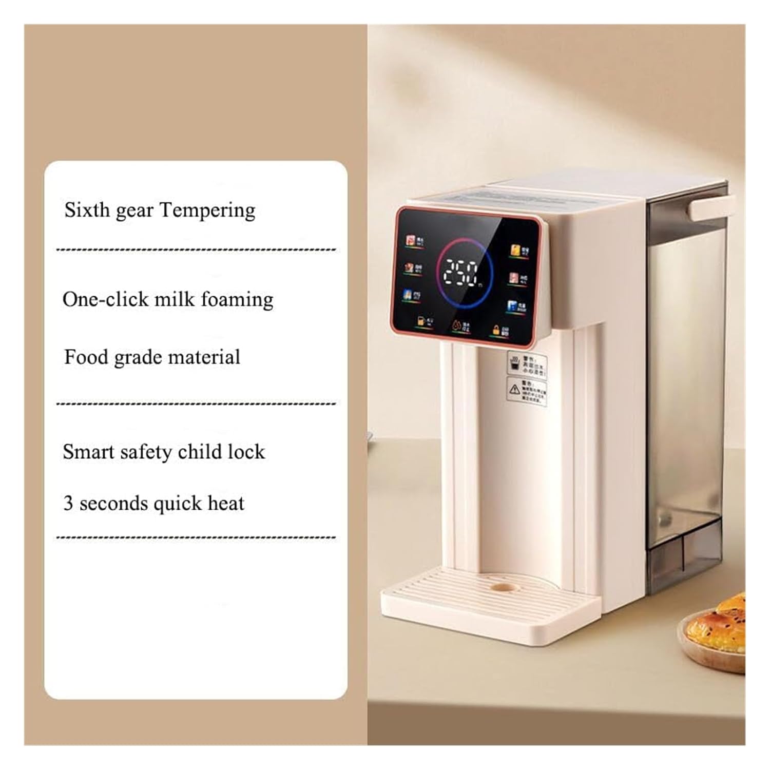 Instant Hot Water Dispenser, 2000W Fast Boil 3L Countertop Water Heater with 6 Temperature Settings, LED Touch Screen, Child Lock, BPA-Free Tank for Home, Office, Kitchen