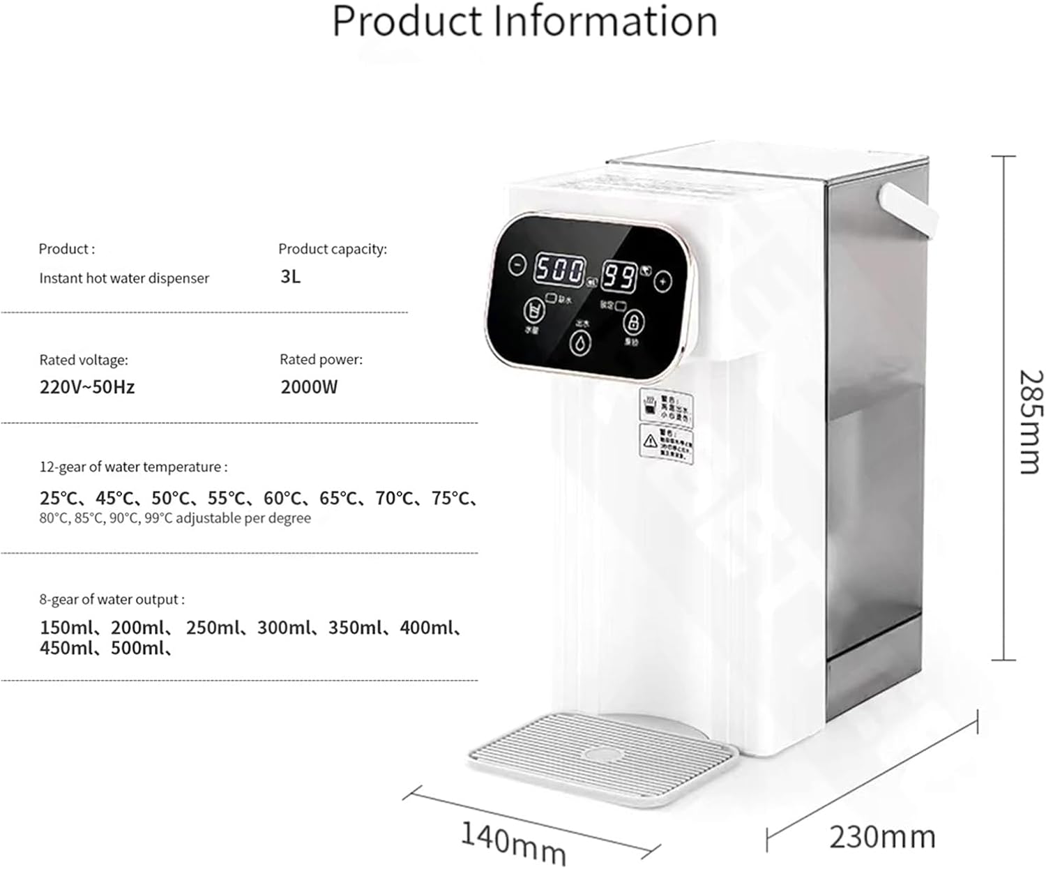 Water Dispenser Portable Water Dispenser, Heat Preservation and Fast Heating Function, Water Dispenser with Digital Display for Home Hot Water Dispenser(B)