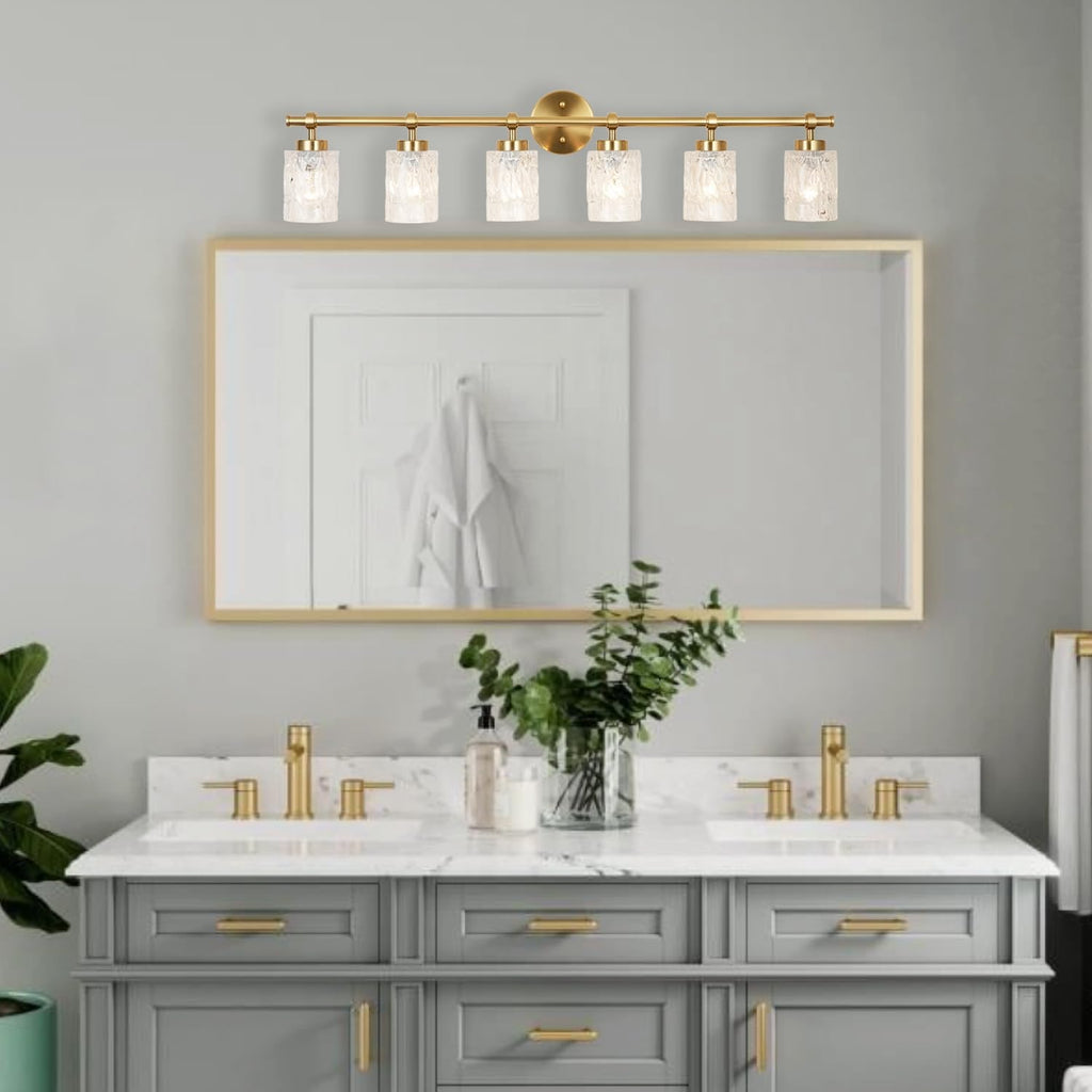 ALICE HOUSE Modern 6-Light Bathroom Vanity Light, 41' Brushed Brass Finish Wall Lighting Fixture Over Mirror for Bathroom, Powder Room, Makeup AL5095-W6