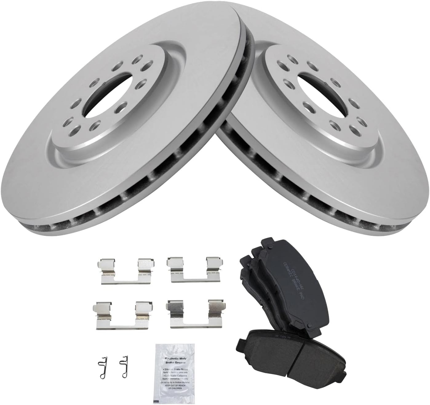 TRQ Front Brake Pad and Rotor Set Ceramic G Coated Vented Rotors Compatible with 2014-2022 Jeep Cherokee 2015-2017 Chrysler 200