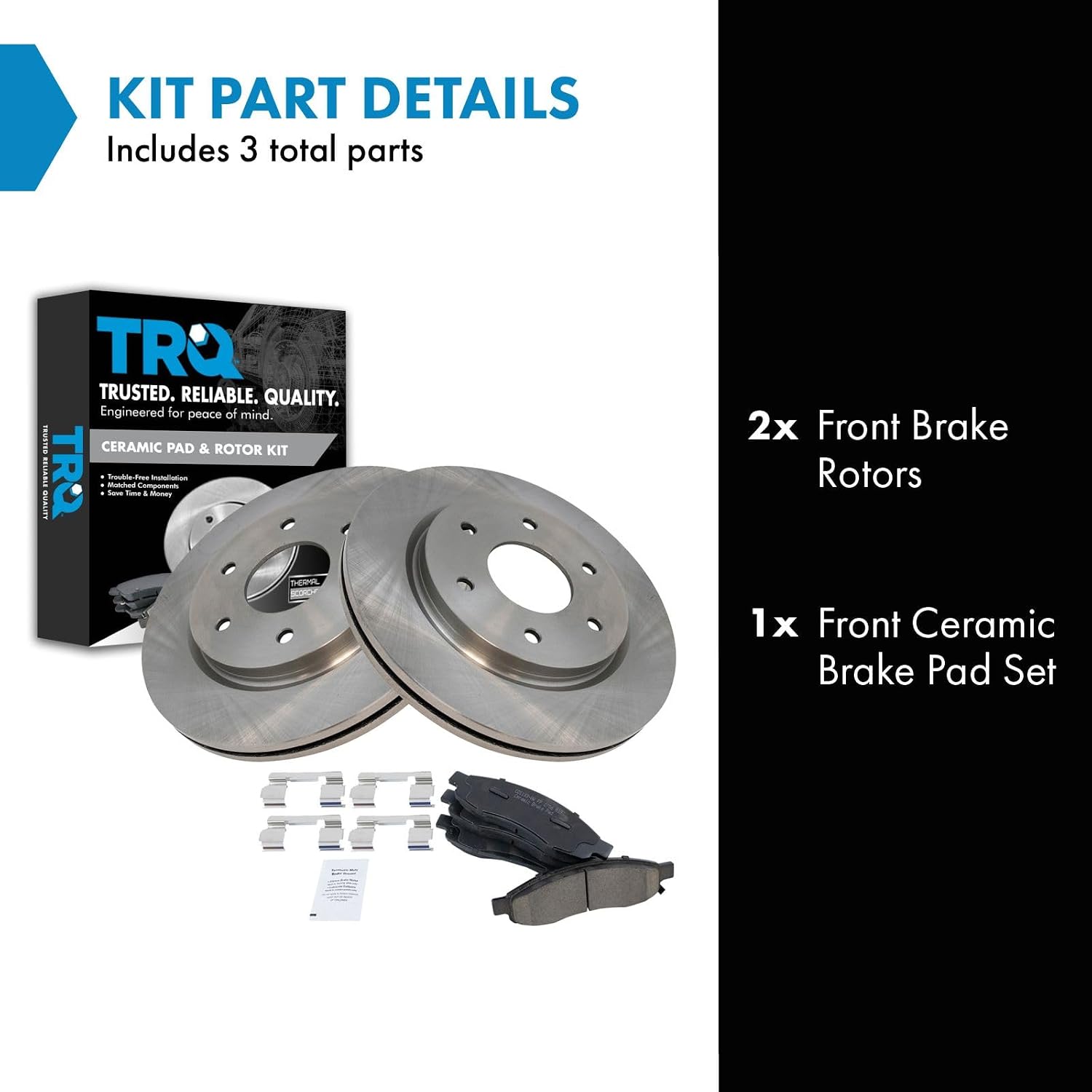 TRQ Front Brake Pad and Rotor Set Ceramic Vented Rotors Compatible with 2005-2006 Infiniti QX56 2005-2006 Nissan Armada 2005-2007 Titan