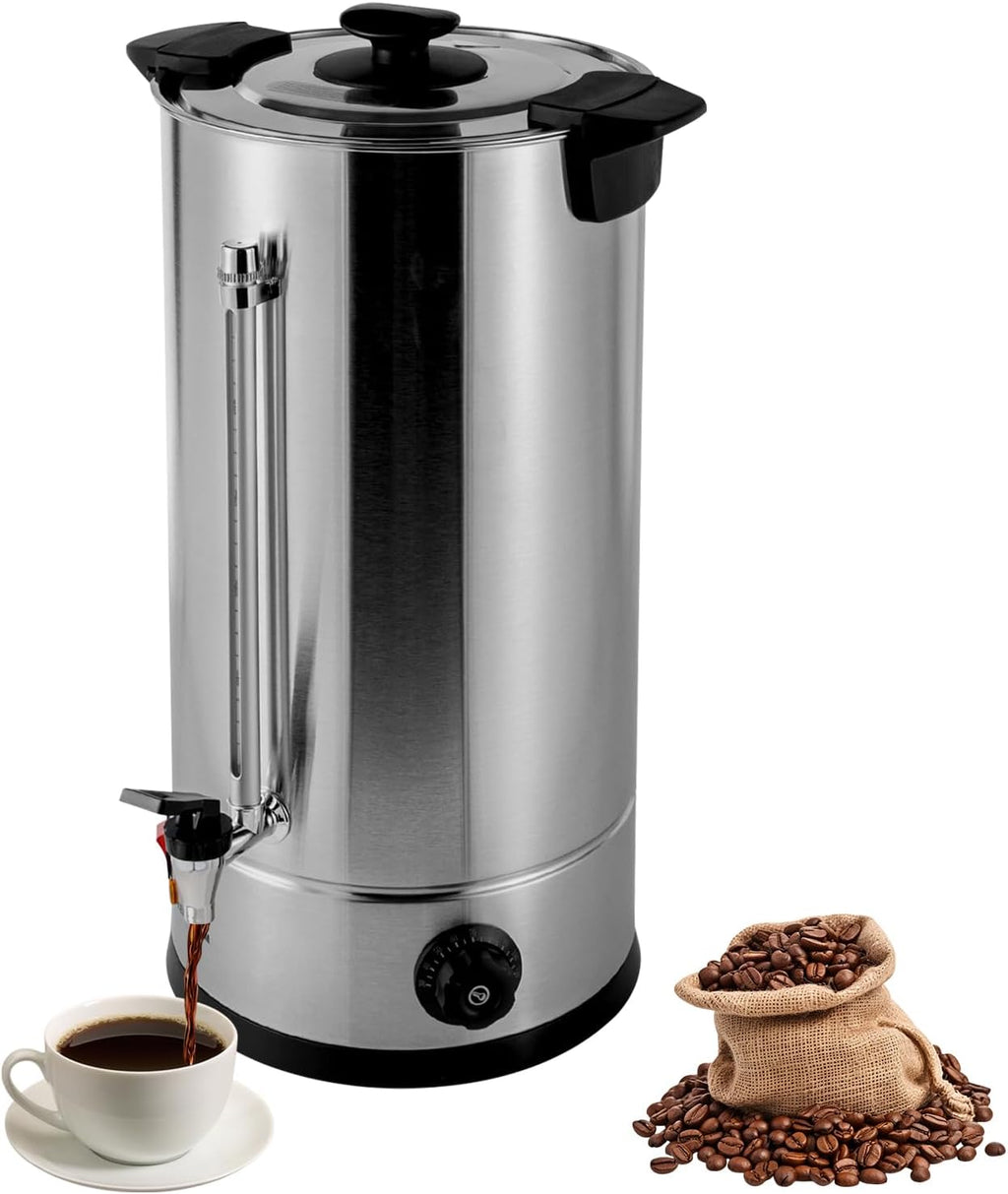 Commercial Coffee Urn & Hot Beverage Dispenser,25L Stainless Steel Large Capacity Hot Water Dispense with Anti-Dry Burn Protection Control Double-Layer Barrel Wall & Thermostable Design for Coffee Tea