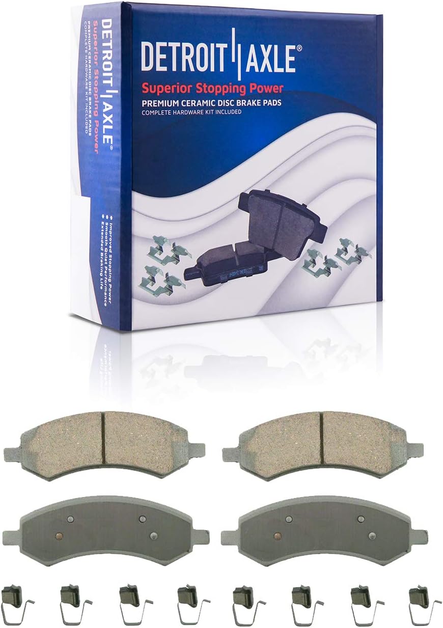 Detroit Axle - Front Brake Kit for 09-10 Dodge Ram 1500, 11-18 Ram 1500, 19-23 Ram 1500 Classic Drilled and Slotted Brakes Rotors Brake Caliper Ceramic Brakes Pads Replacement : 13.23 inch Front Rotor