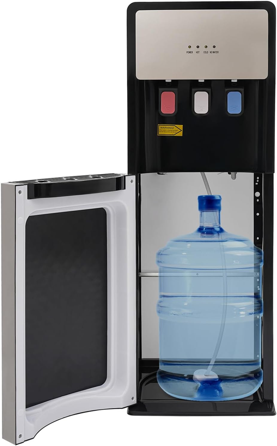 LYNICESHOP Bottom Loading Water Dispenser, Water Dispenser Bottom Loading Water Cooler for 5 Gal Bottles w/Indicator Lights, Hot & Cold Standing Water Dispenser for Home, Office (Silver Grey)