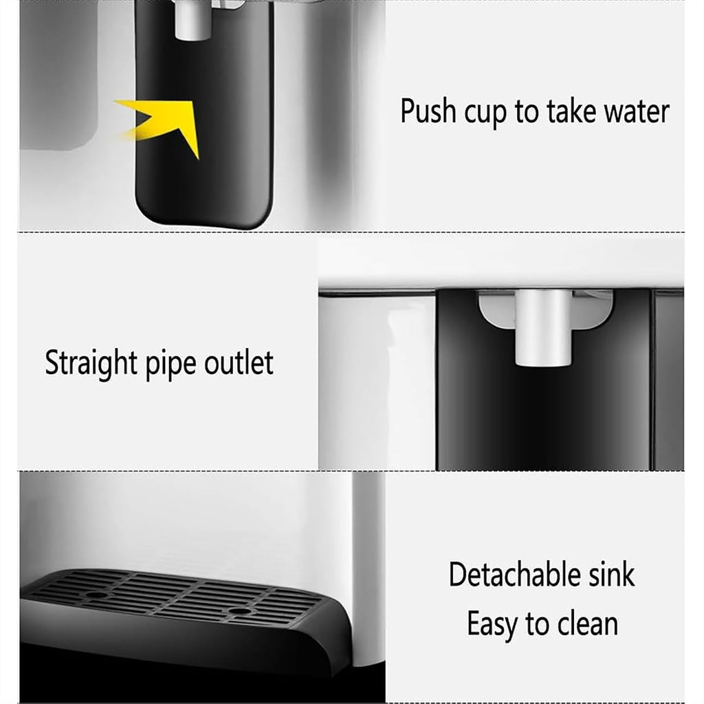 Portable Water Dispenser, Hot Cold Function, High Capacity Electric Dispenser with 2 Tap and Stainless Steel Inner Container, Bottled Water Desktop Water Machine
