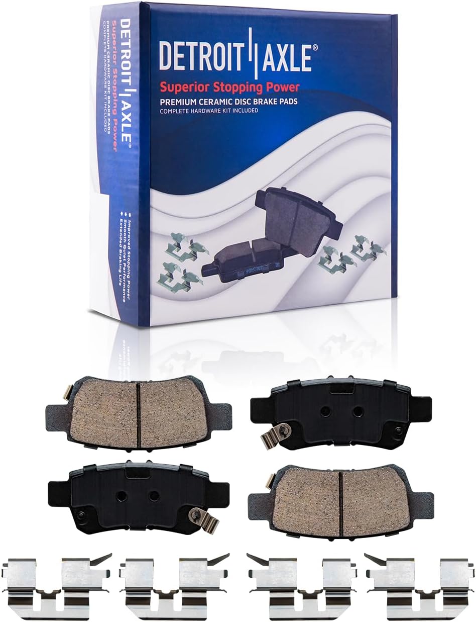 Detroit Axle - 12.21 inch (313mm) Rear Drilled Brake Rotors Calipers w/Brackets Ceramic Pads Replacement for 2005-2010 Honda Odyssey - 8pc Set