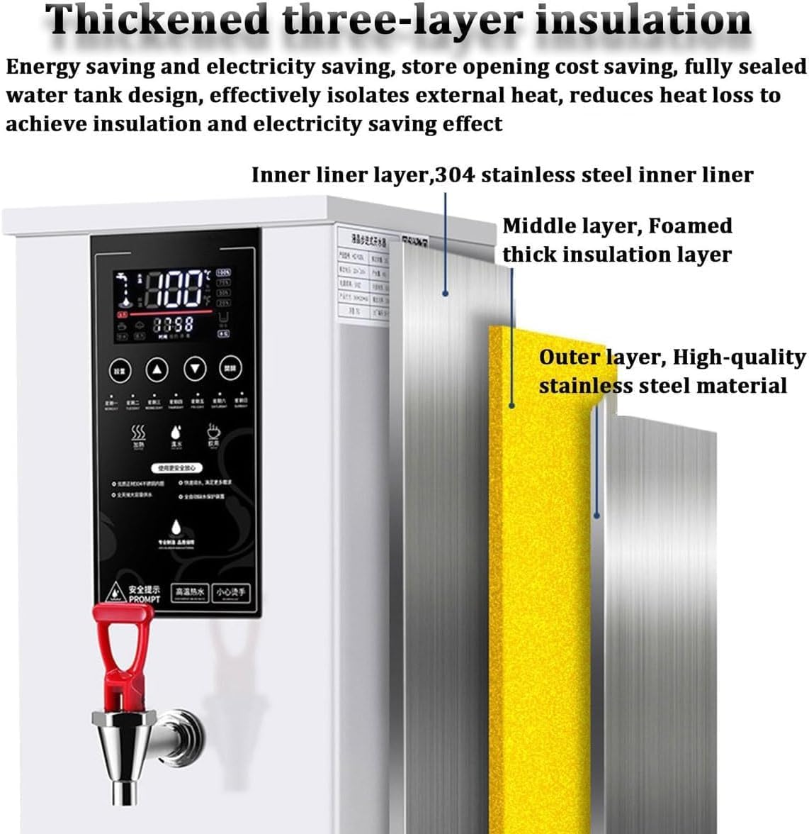 Commercial Hot Water Boiler,Autofill Hot Water Dispenser,with Digital Control Panel, Auto Temperature Control,for Tea & Coffee (White)