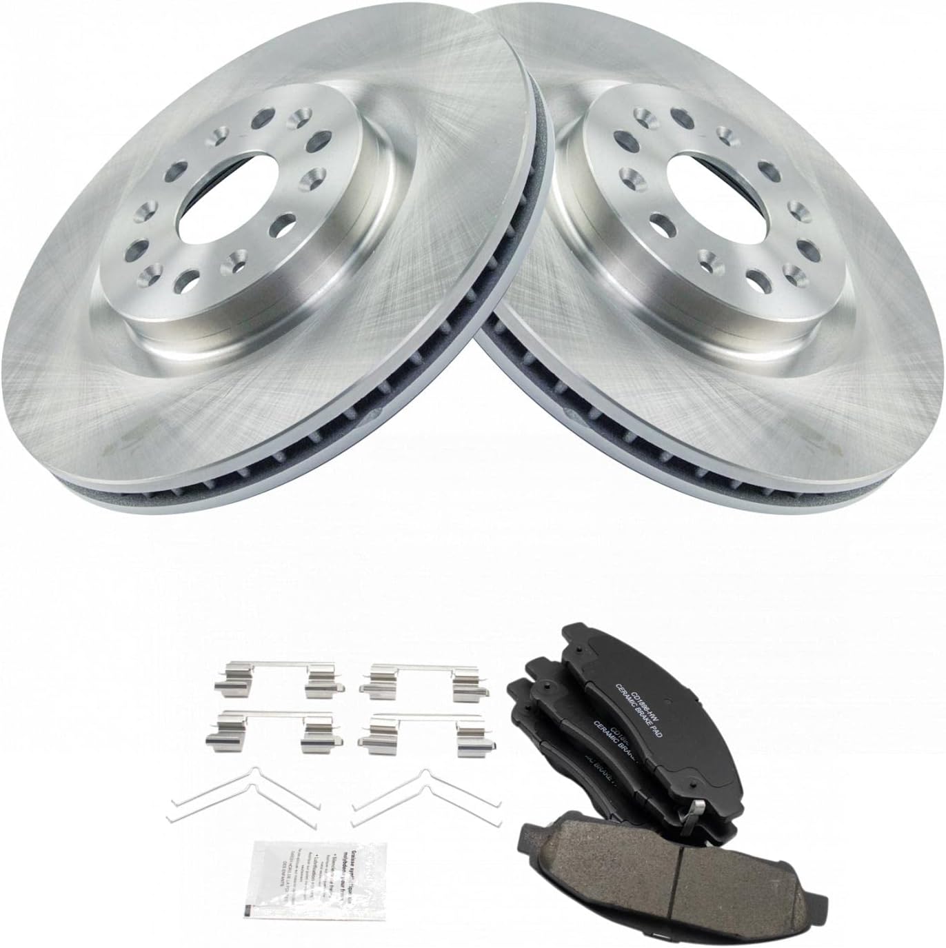 TRQ Front Brake Pad and Rotor Set Ceramic Vented Rotors Compatible with 2018-2019 Buick Enclave 2017-2020 Cadillac XT5 2020 XT6