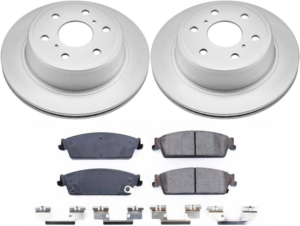 PowerStop Rear Brake Kit for Cadillac Escalade 2007-14 |Escalade ESV 2007-14 |Escalade EXT 2007-13 - Fully-Coated Disc Rotors with Z17 Ceramic Brake Pads Replacement, CRK2083