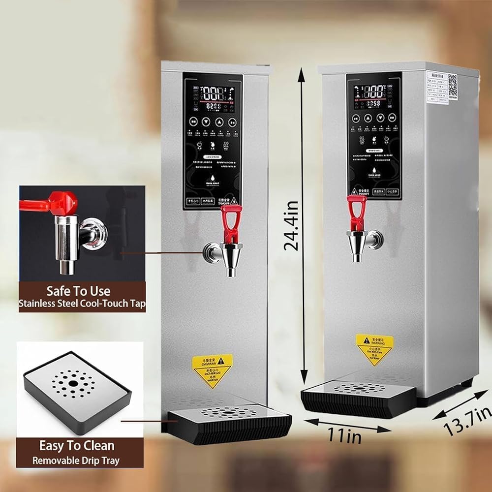 Commercial Water Boiler Hot Water Dispenser Electric Warmer Hot Water Machine, 25L/60L per Hour, Stainless Steel, Large Capacity, 3000W Fast Heating for Restaurant, Hotel, Office(Color:Black)