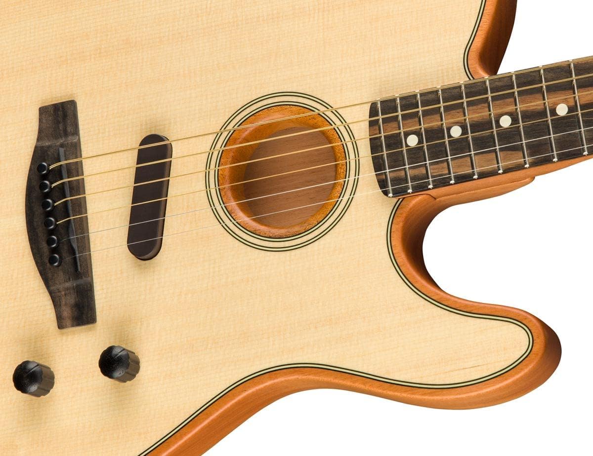 Fender American Acoustasonic Telecaster Acoustic Electric Guitar, with 2-Year Warranty, Natural, Ebony Fingerboard, with Gig Bag