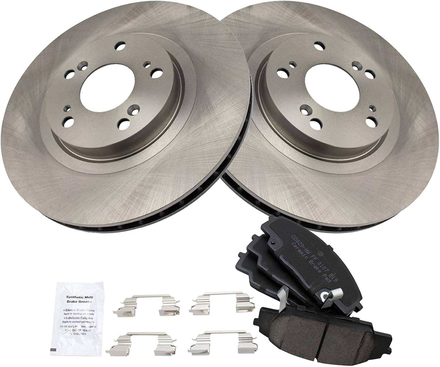 TRQ Front Brake Pad and Rotor Set Ceramic Vented Rotors Compatible with 2006-2011 Honda Civic 2002-2006 Acura RSX