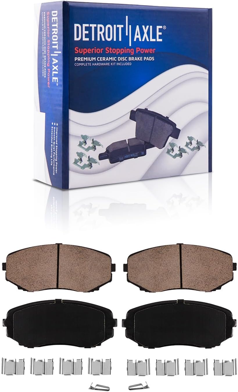Detroit Axle - Brake Kit for 2007-2015 Mazda CX-9, Drilled Slotted Disc Brake Rotors Ceramic Brakes Pads 2008 2009 2010 2011 2012 2013 2014 Replacement : 12.60' inch Front and 12.79' inch Rear Rotors