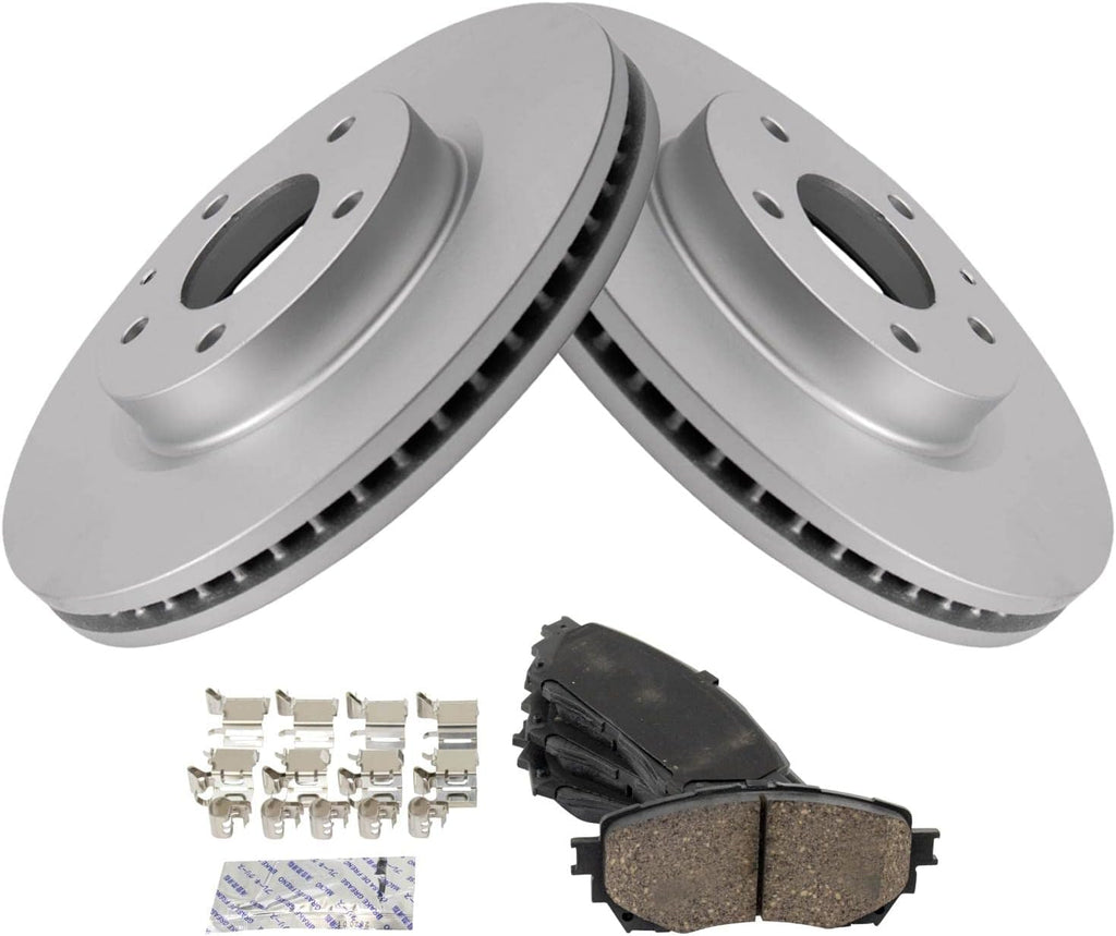 TRQ Front Brake Pad and Rotor Set Ceramic G Coated Vented Rotors Compatible with 2014-2017 Mazda 6