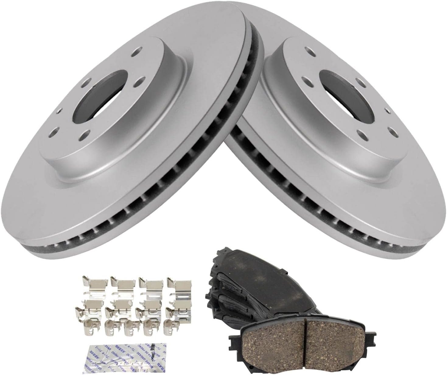 TRQ Front Brake Pad and Rotor Set Ceramic G Coated Vented Rotors Compatible with 2014-2017 Mazda 6