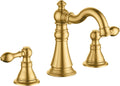 Two Handle Bathroom Sink Faucet 3 Hole Brushed Gold with Pop up Drain,High Arc Lavatory 8 Inch Widespread Bathroom Faucet, F-8805-BG