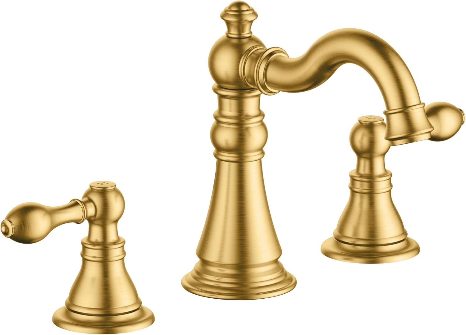 Two Handle Bathroom Sink Faucet 3 Hole Brushed Gold with Pop up Drain,High Arc Lavatory 8 Inch Widespread Bathroom Faucet, F-8805-BG