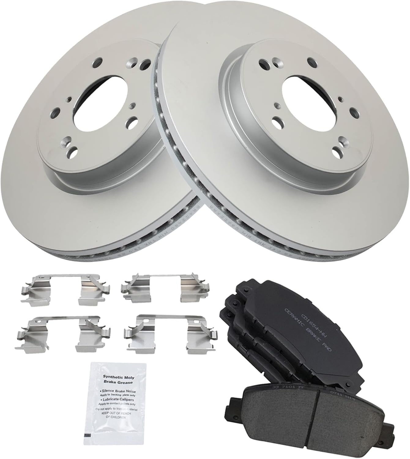 TRQ Front Brake Pad and Rotor Set Ceramic G Coated Rotors Compatible with 2016-2019 Honda HR-V
