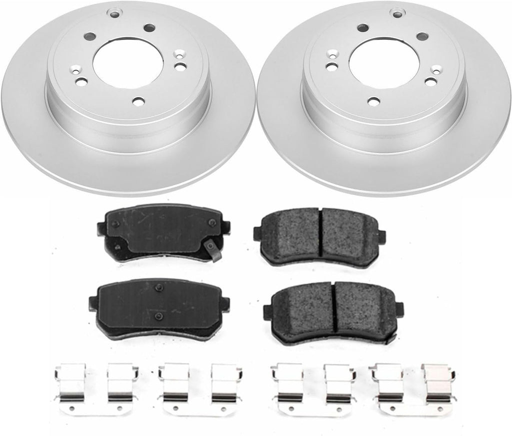 PowerStop Rear Brake Kit for Hyundai Sonata 2016-19 | Kia Optima 2016-20 - Fully-Coated Disc Rotors with Z17 Ceramic Brake Pads Replacement, CRK7505