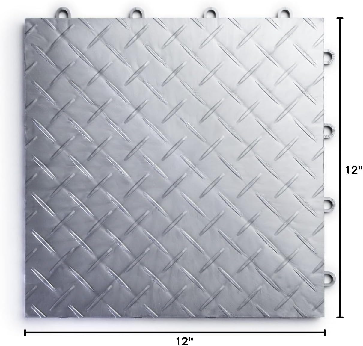 Big Floors RaceDeck Garage Floor Tiles, Interlocking Garage Flooring, Diamond Plate Pattern Heavy-Duty Copolymer Modular Tile (Alloy, 48 Pack of Tiles, 48 Sq Ft)