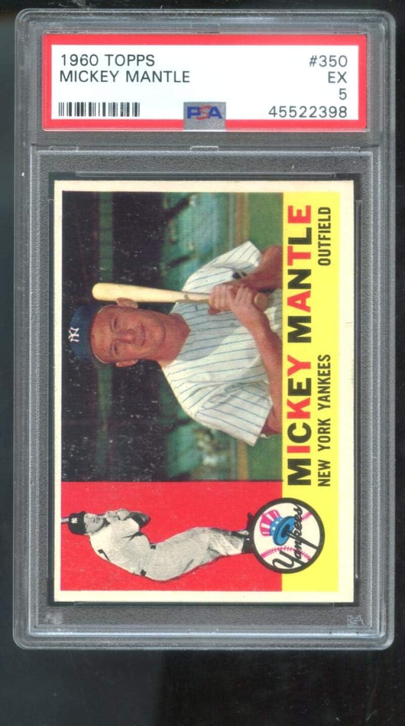 1960 Topps #350 Mickey Mantle New York Yankees MLB PSA 5 Graded Baseball Card