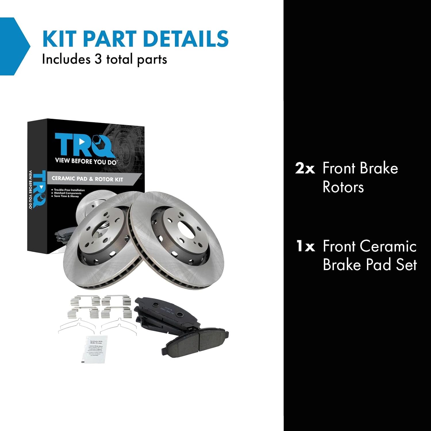 TRQ Front Brake Pad and Rotor Set Ceramic Compatible with 2009-2015 Toyota Venza