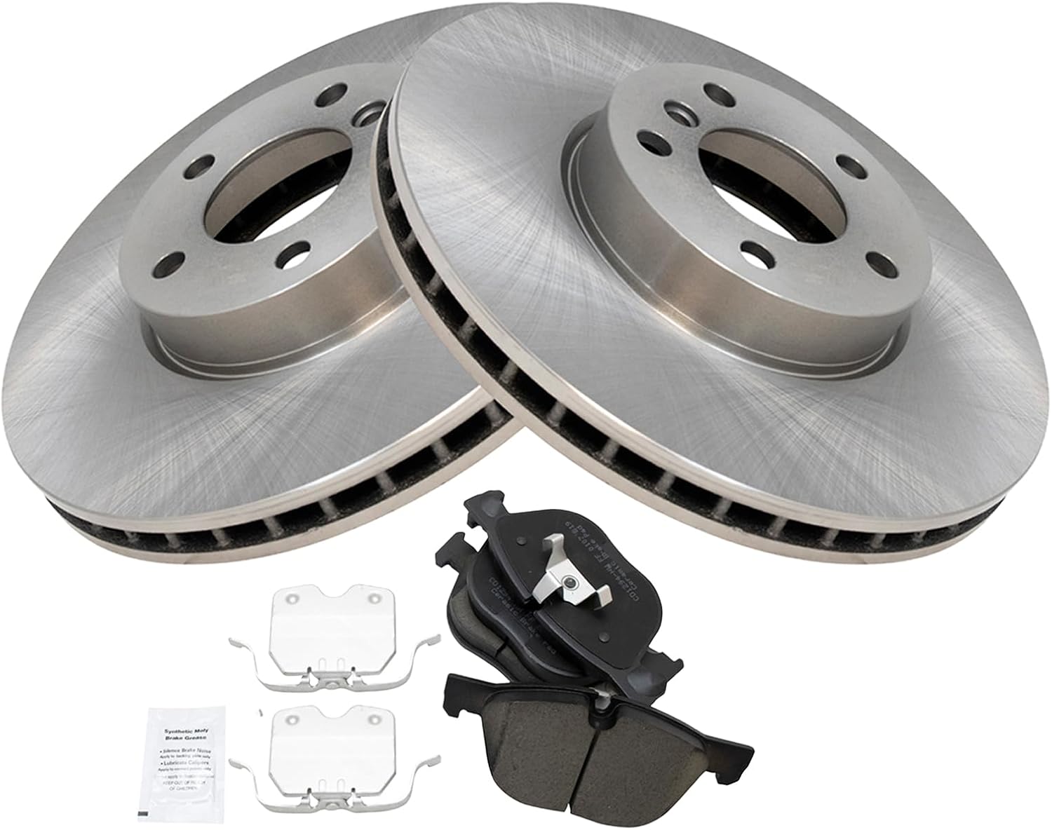 TRQ Front Brake Pad and Rotor Set Ceramic Vented Rotors Compatible with 2007-2018 BMW X5 2011-2019 X6