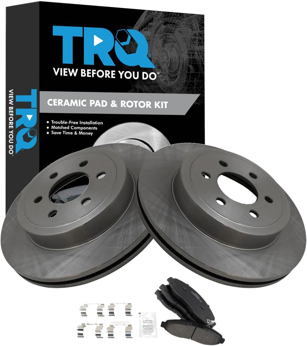 TRQ Front Brake Pad and Rotor Set Ceramic Vented Rotors Compatible with 2003-2004 Dodge Dakota
